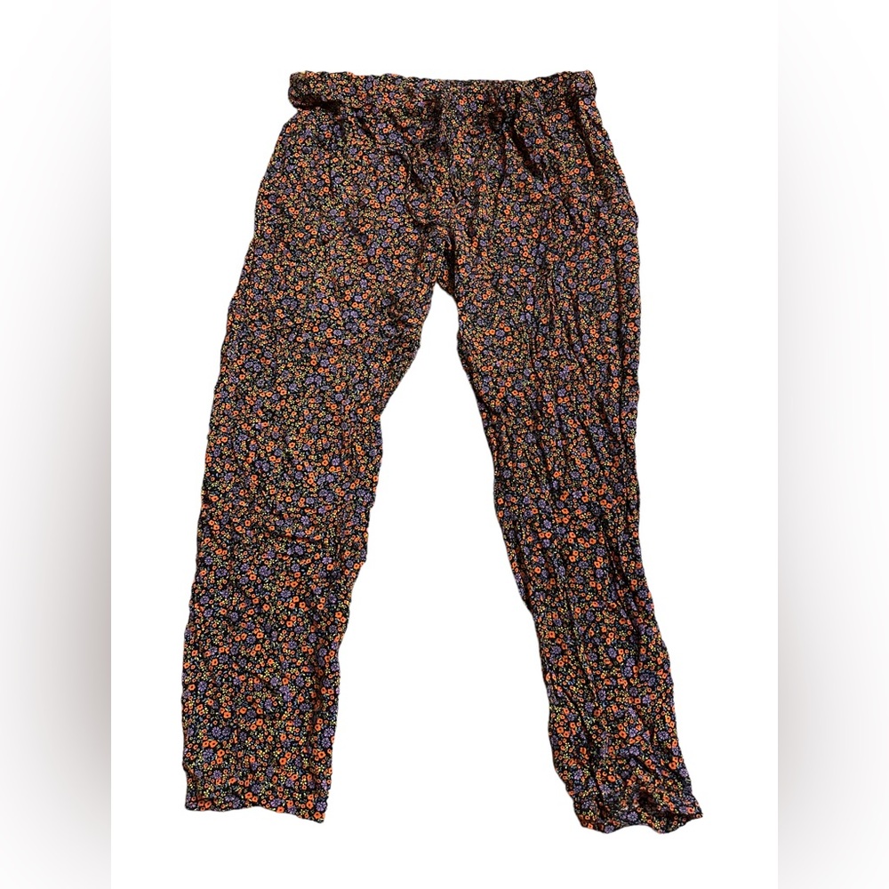 Floral Drawstring Flowy Straight Leg Elastic Waistpant Women’s Pink Star